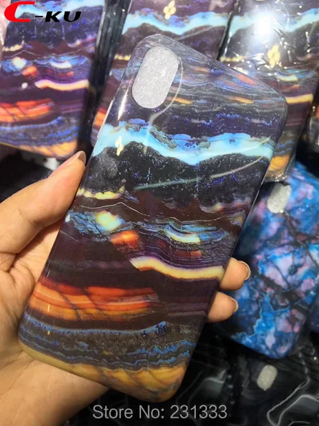 C-ku для Iphone X XS 8 I8 7 Plus I7 6 6S IphoneX Marble Rock Lightning TPU IMD мягкий чехол гранитный камень