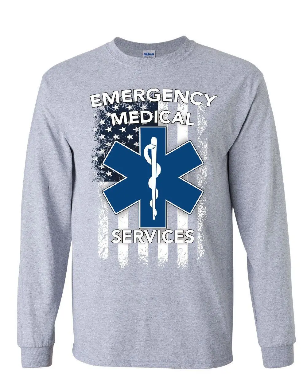 Футболка с длинными рукавами EMT Star of Life футболка флагом США|Мужские футболки| |