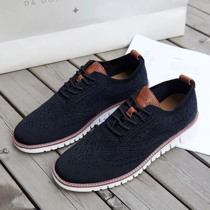 2019 New Bullock Men's Sneakers Ultra-Light Lace-Up Hollow Breathable Casual Shoes Knitted Mesh Large Size 38-46 Man Footwear | Обувь