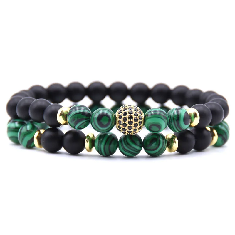 new Micro mosaic 8mm black ball Bracelet 6mm Natural Stone collocation Beaded Bracelets for Men Women Classic jewelry pulseras | Украшения