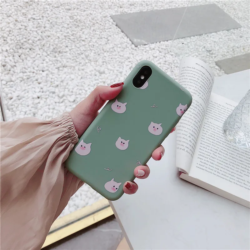 Милый мультфильм свинья-кролик карамельный розовый чехол мягкий TPU для телефона