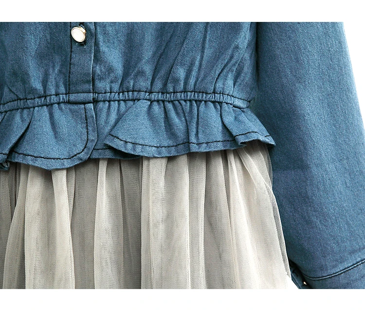 Детское джинсовое платье-пачка с длинным рукавом на возраст 2-8 лет - купить по