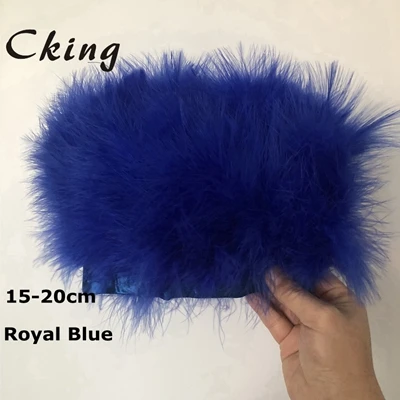 royal blue 10 метров в длину 15-20 см индейка перья марабу отделка шитье цветные мухи завязывание перо для продажи ремесло украшения центральные украшения свадьбы - Цвет: royal blue