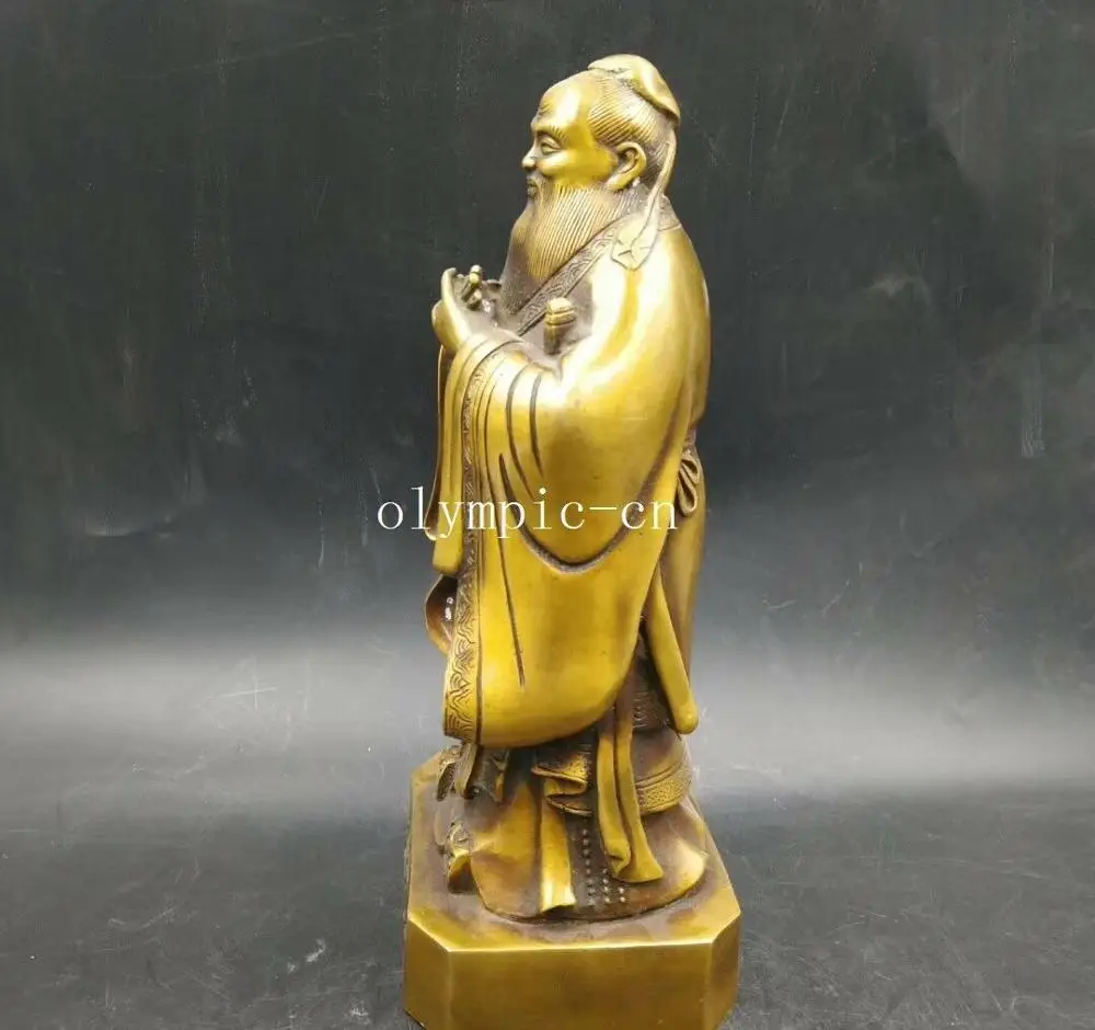 12'' copper carved school fengshui decor chinese educator philosopher Confucius |