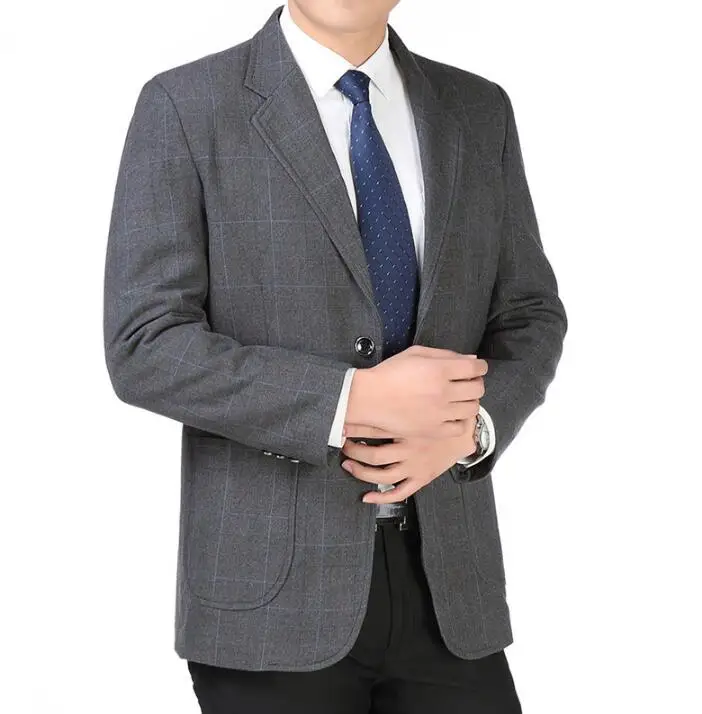 

Одежда для папы, весна-осень, блейзер, мужские костюмы, новинка, повседневные мужские куртки для мужчин среднего возраста, черная куртка для ...