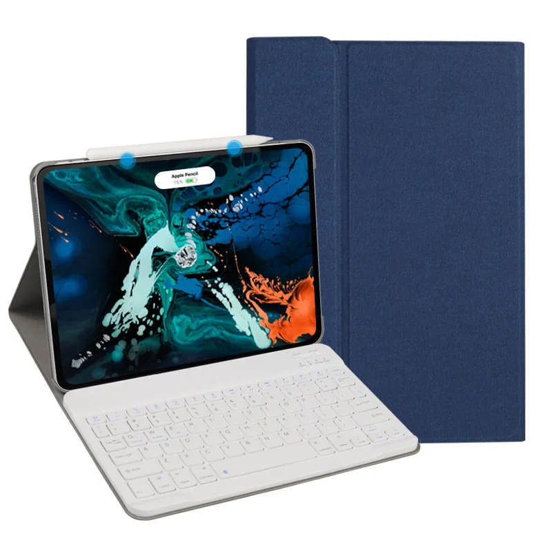 standard keyboard Съемный русский/Иврит/испанский беспроводной Bluetooth клавиатура Funda Чехол подставка из искусственной кожи Smart Cover для Apple iPad Pro 11 - Цвет: standard keyboard