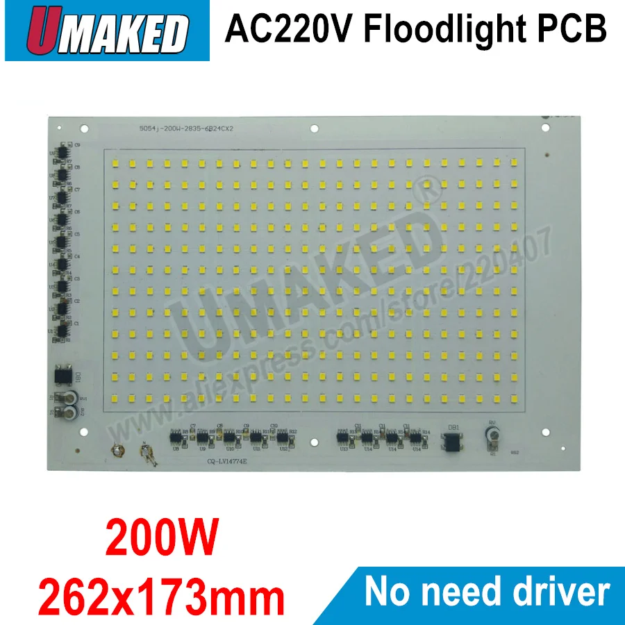 

COB светодиодные лампы чип лампа Smart IC 220 В 200 Вт 262x173 мм для наружного Прожектора Теплый белый/белый Высокое качество