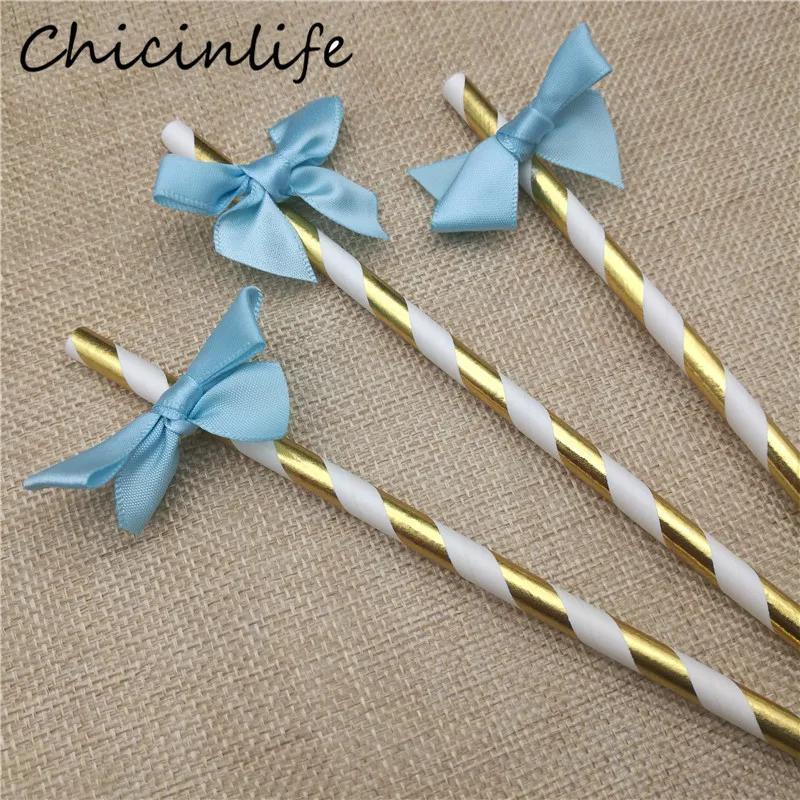 Chicinlife 10 шт. белый/черный/розовый/синий бант бумага для питья соломинки вечеринка
