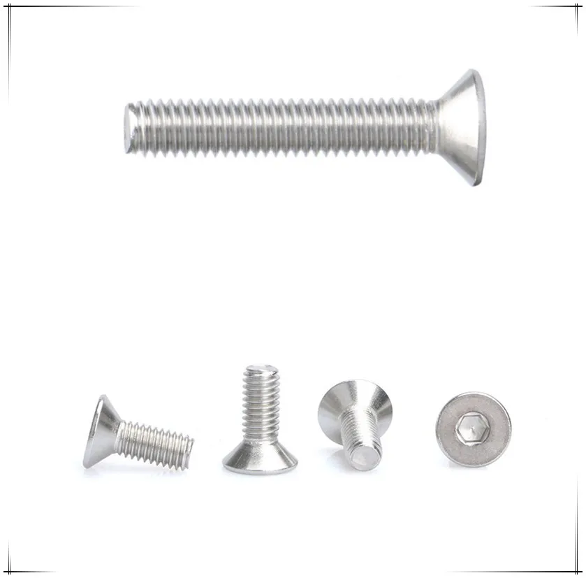 DIN7991 Шестигранная с плоской головкой Кепки винт M2/M2.5/M3/M4* 4/5/6/8/10/12/16/20 Вт, 30 Вт, 40 см/50 см/80 мм Нержавеющая сталь винт с потайной головкой болт