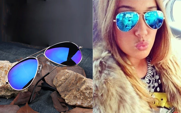 Blue tinted aviator sunglasses Clearance