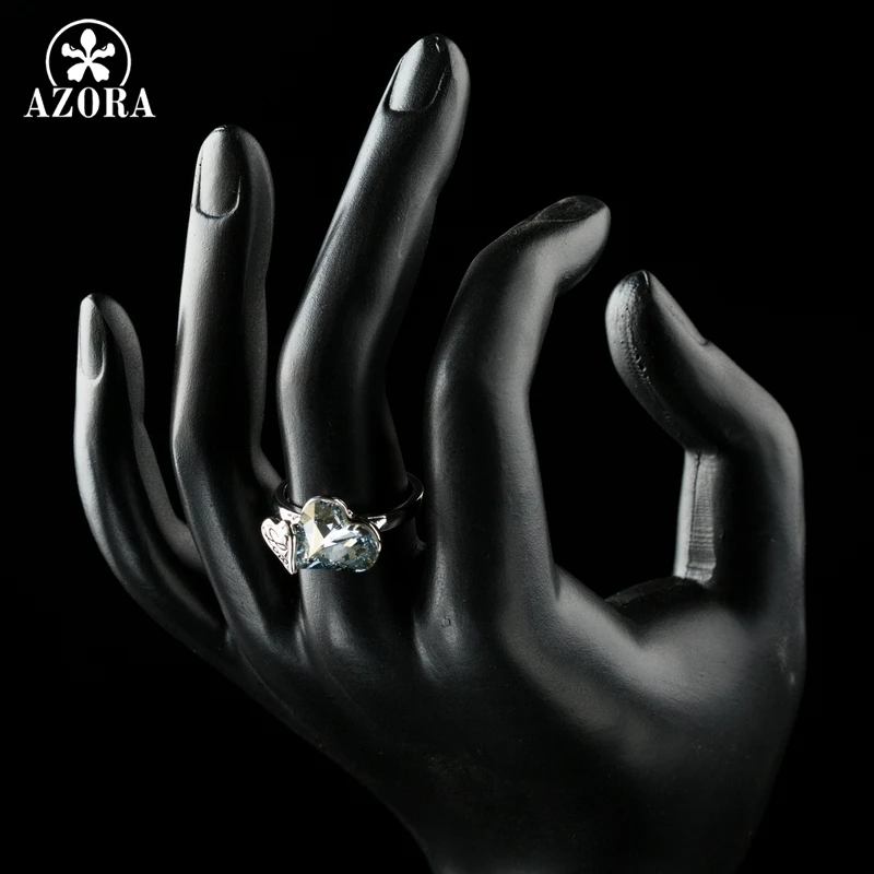 Кольца AZORA из белого золота с австрийским кристаллом Stellux TR0182|austrian crystal rings|crystal