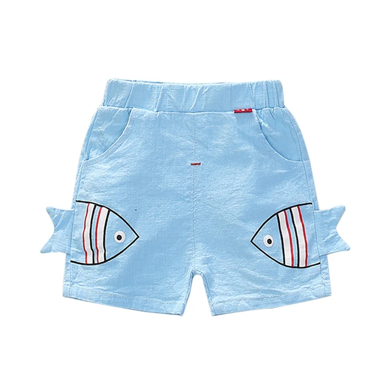 Летние детские штаны короткие с рисунком рыбы для мальчиков повседневные