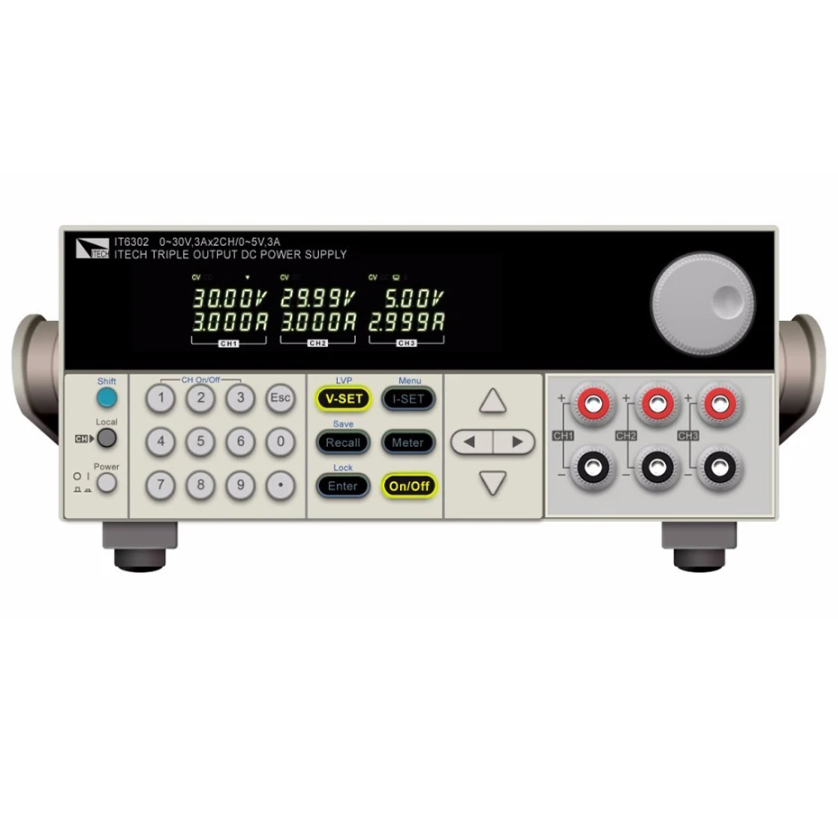 

ITECH IT6302 3 Channel Programmable DC Power Supply 30V/3A/90W*2CH 5V/3A/15W*1CH