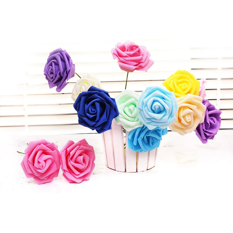 1 шт. 8 см пены Искусственный цветок розы Многоцветный розовое свадебное