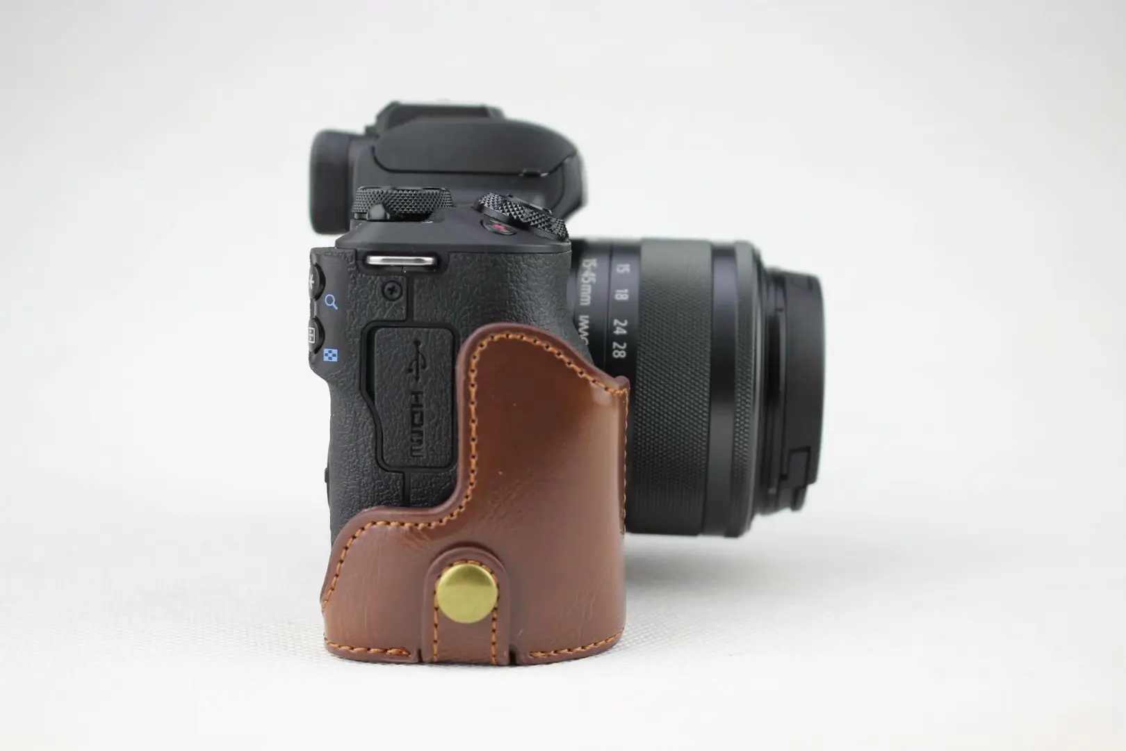 3 цвета из искусственной кожи чехол для камеры Сумка для Canon EOS M50 EOSM50 половина средства ухода за кожей крышка открытой батареи черный кофе коричневый