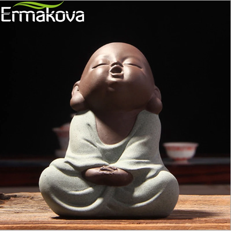 ERMAKOVA 1 шт. милая маленькая фигурка монаха статуя Будды Чай Домашние животные