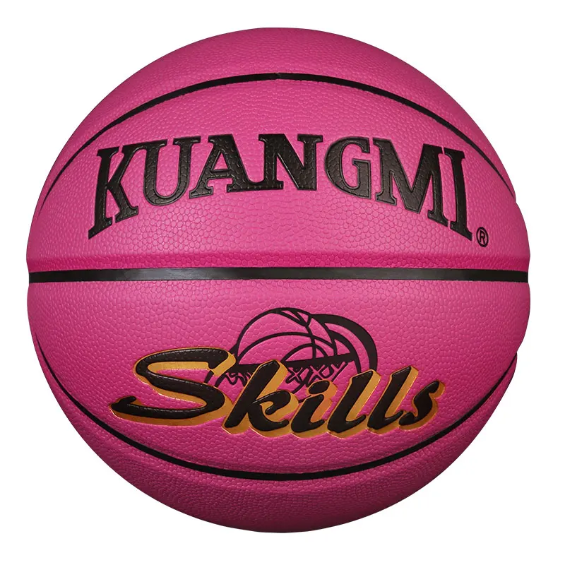 Kuangmi Multicolor Kids Game Basketball Women Men Shooting Trainer Ball Official Size 5 Outdoor Indoor Training Ball Street ball - Цвет: Pink