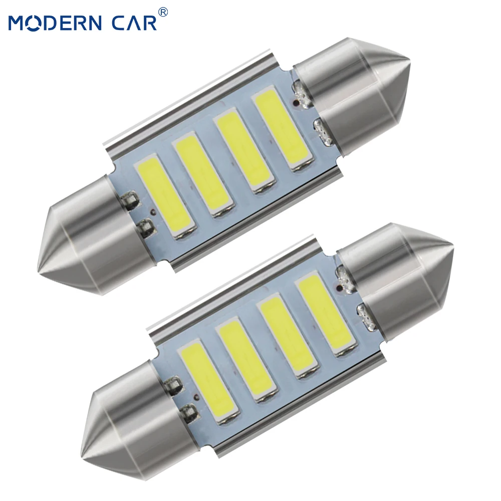 Современный автомобильный светильник 2 шт. C10W 7020 4/6SMD белый светодиодный Canbus без