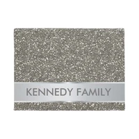 silver glitter customized family name doormat home decoration entry non slip door mat rubber washable floor home mat