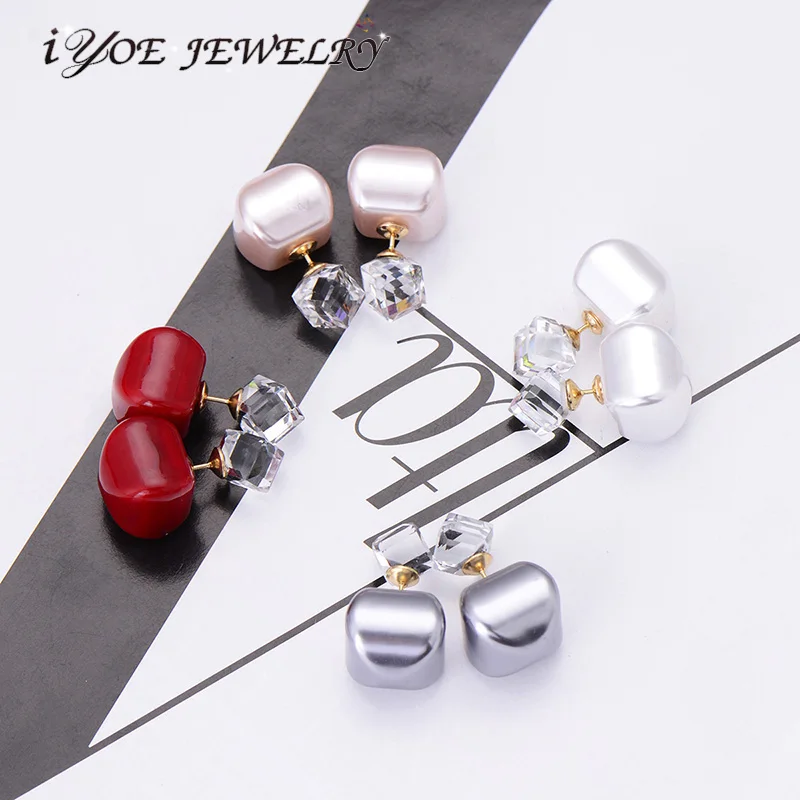 IYOE женские серьги пусеты золотого цвета с кубическим кристаллом|jewlery for women|beads stud