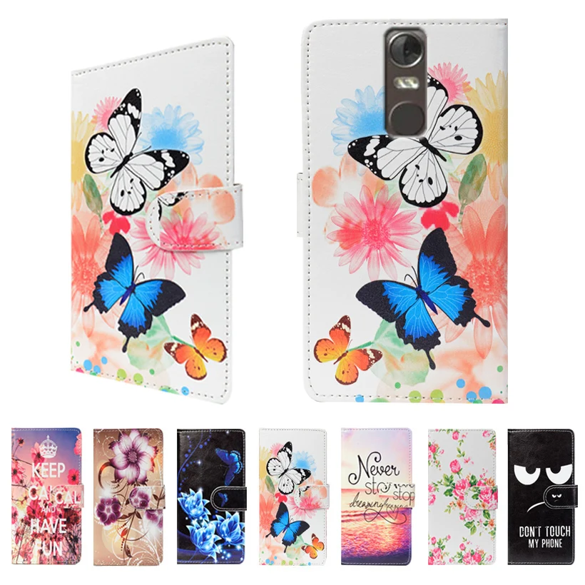 Цветочный принт бумажник чехол для Highscreen легко XL про случай 5 &quotкожаный Coque