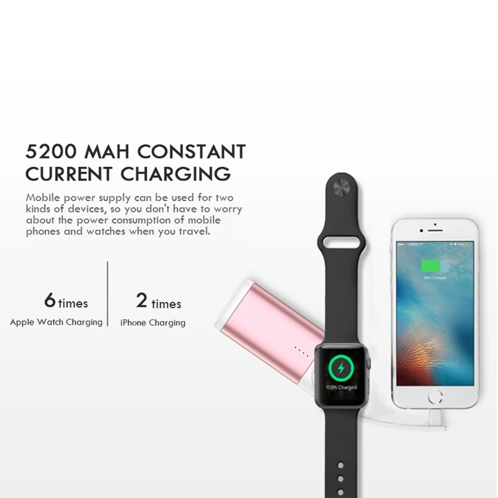Магнитное Беспроводное зарядное устройство для Apple Watch iWatch серии 4 3 2 1 38 мм 42 5200 мАч