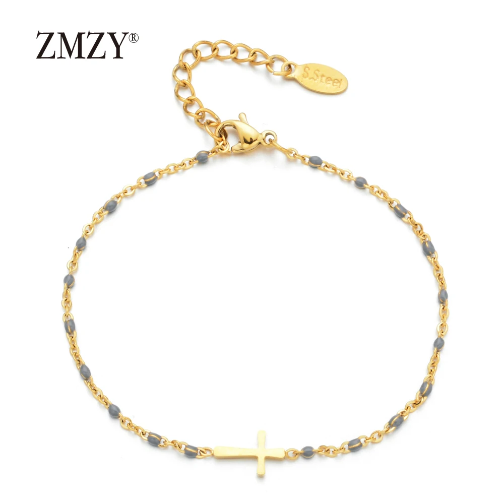 gray ZMZY модные боковые христианские браслеты из нержавеющей стали для женщин Золотой шарм Keepsake девушка детский браслет ювелирные изделия - Окраска металла: gray