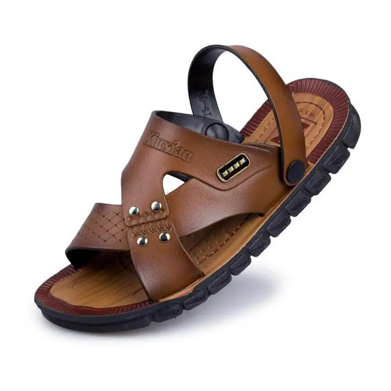 Летняя кожаная обувь Мужская Новинка 2017 года кожаные сандалии дышащая кожа