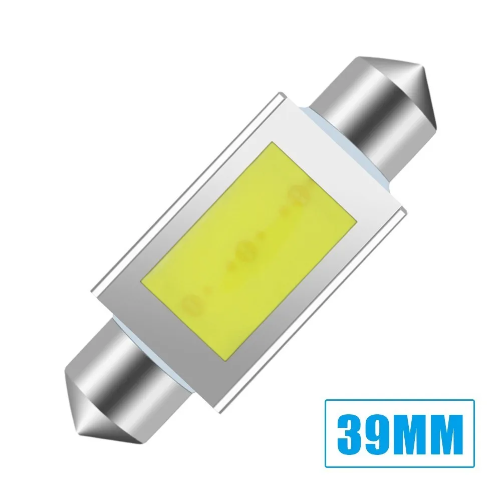 2 шт., C5W Cob, Автомобильный светодиодный, для авто, для чтения, купольная лампа, лампа Drl, гирлянда, купол, дверь, светодиодный, белый - Испускаемый цвет: 39mm-white