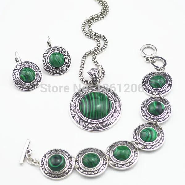 Подвеска и серьги S1 Green Malachite ожерелье из камня браслета в комплекте набор