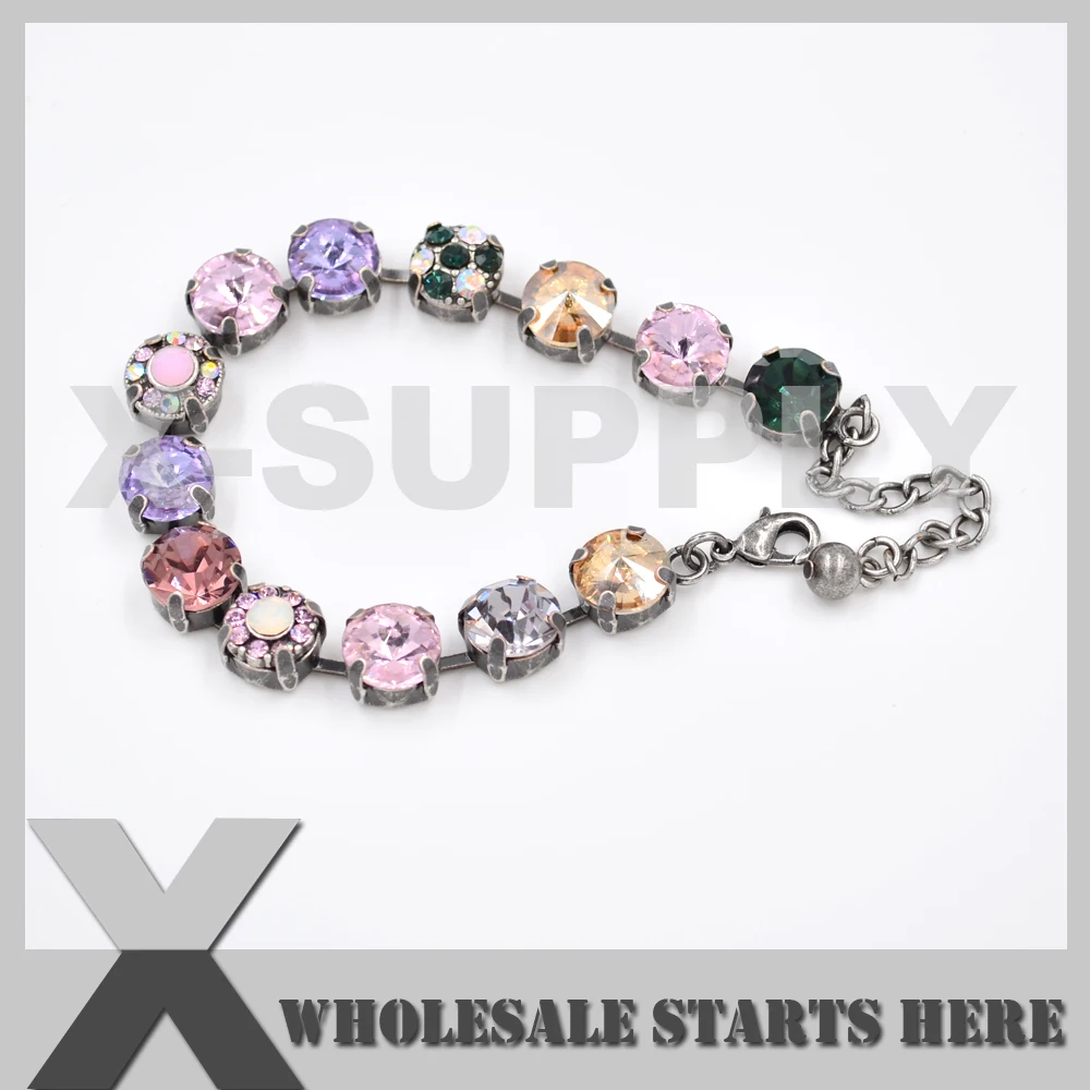 10 мм чатон хрусталь цветком приукрашиванием теннис Браслеты чашечная цепь из