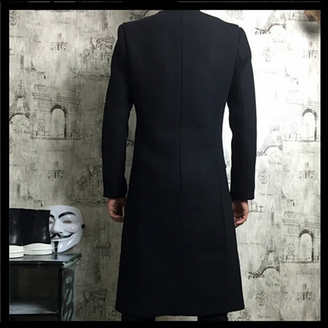 M-5XL! 2018 мужской зимний утепленный Тренч средней длины ультрадлинный шерстяной |