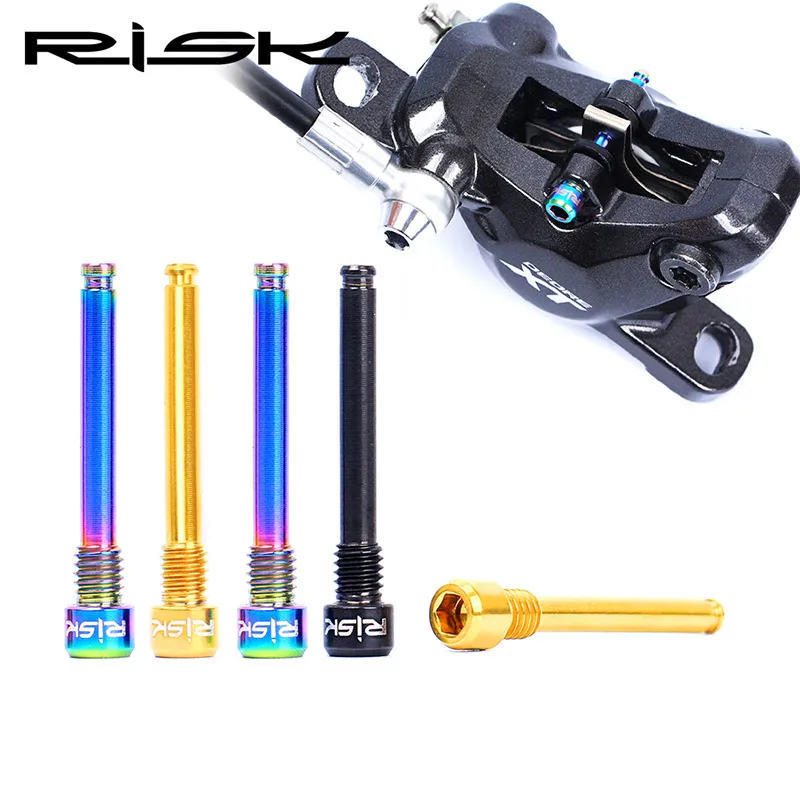 

RISK 2pcs/lot Titanium Alloy Hydraulic Disc Threaded Pin Bolts M4*26mm for XT Bike With Threaded Oil Disc Brake MTB Bicycle