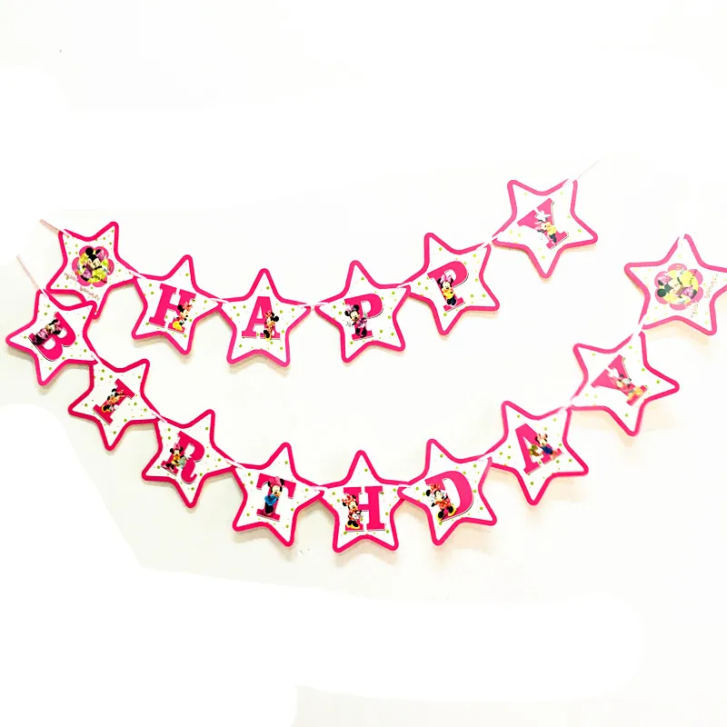 15 шт. баннеры в форме Минни звезды с буквенным принтом Детские вечерние на день