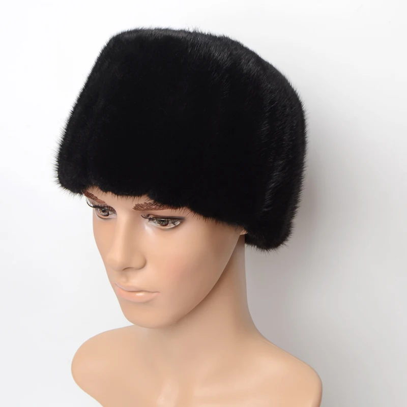 Wucifo 2019 Male Autumn Solid Thicken Bomber Hats Man Winter mink Fur Caps Men Warm Protection Ear Cap Size:56cm-59cm