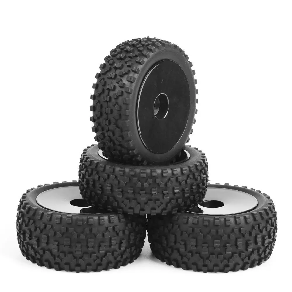 4pcs/set 1/10 buggy tires front&amprear rubber tyre wheel rim 25026+27011 fit HSP HPI RC off-road car toys parts accessories | Игрушки и