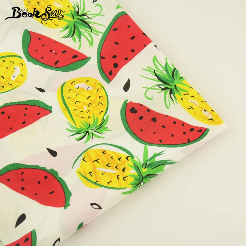 Хлопчатобумажная Поплиновая ткань Booksew 100% с рисунком ананаса арбуза|cotton poplin