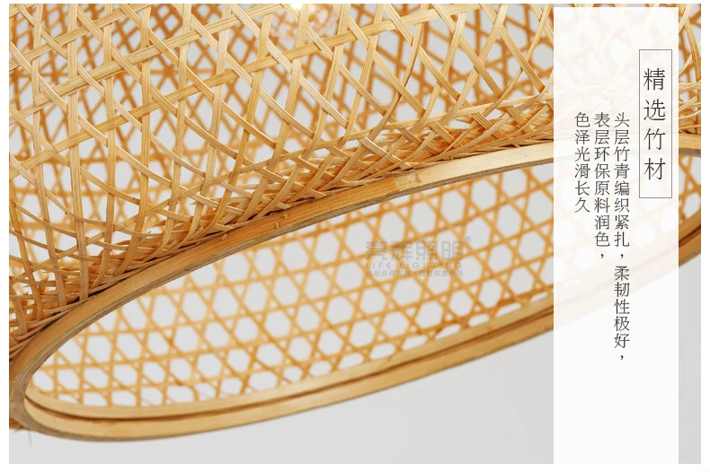 Round Bamboo Wicker Rattan Shade Pendant Light Fixture Nordic Scandinavian Rustic Japanese Hanging Ceiling Lamp E27 Bulb 220V