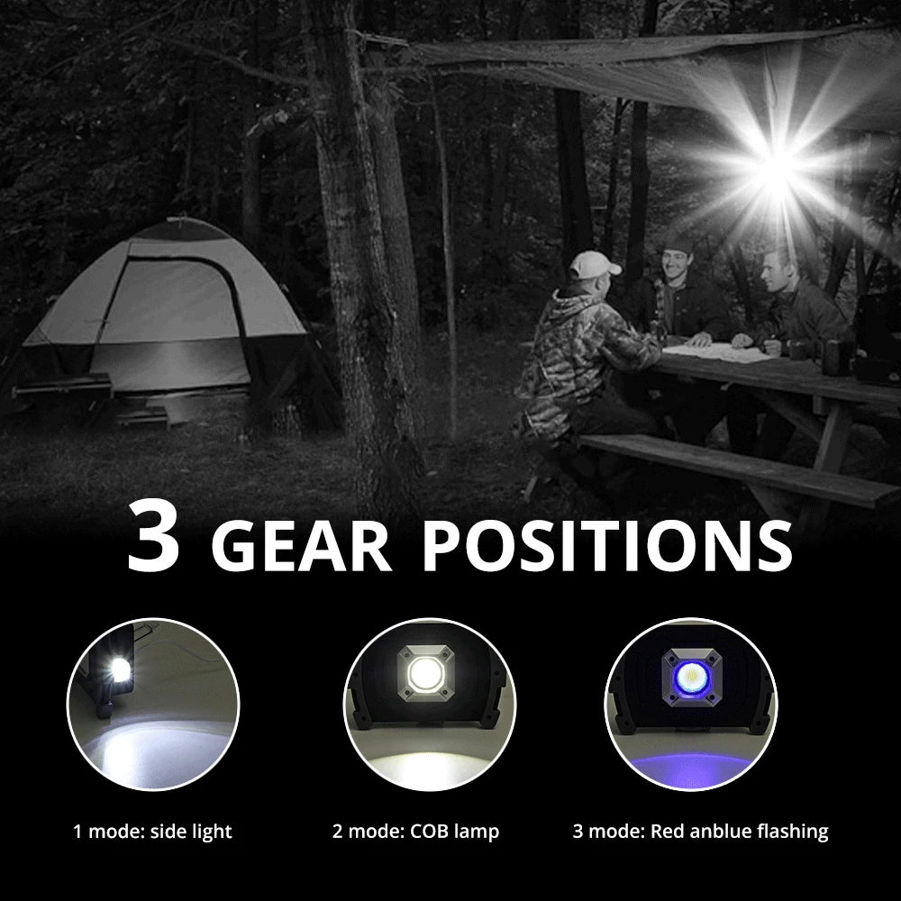 

High Bright Work LED Portable Spotlight Floodlight Outdoor Waterproof Lighting USB Rechargeable COB Work Light For Garden Lawm
