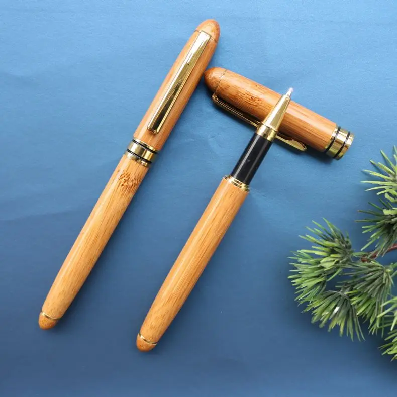 black ink sign pen Новая деревянная бамбуковая переработанная эко авторучка ручка вывеска высокое качество подарочная ручка учителю коллеге бизнес для совещаний Подарочный S18145 - Цвет: black ink sign pen