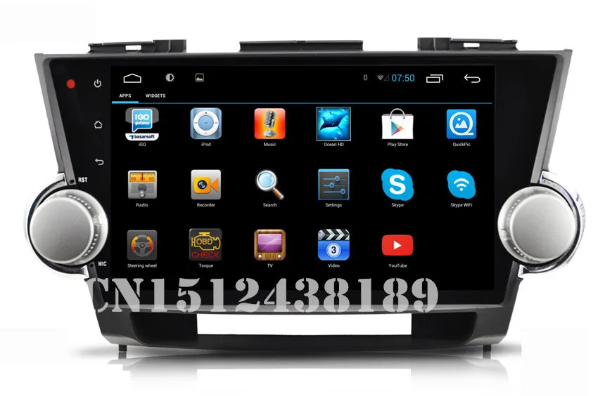 1024 * 600 10.1 &quot пк автомобиля android-автомобильный dvd-плеер radioFor Toyota Highlander 2009 2010 2011 2012 2013