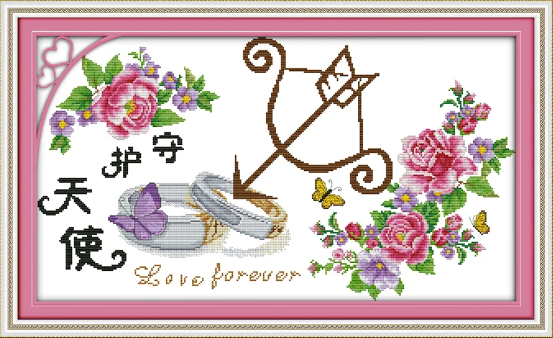

Guardian angel cross stitch kit flower 14ct 11ct printed fabric canvas stitching embroidery DIY handmade needlework
