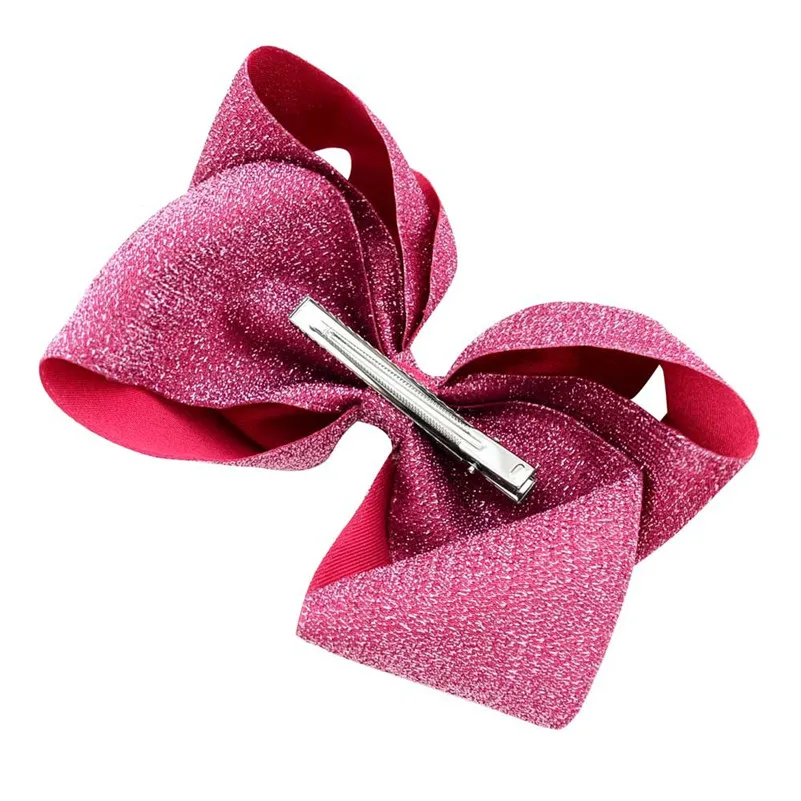 8 Inch Girls Big Bow Hair Clips Shiny Cloth Accessories Alligator Clip Boutique Kids Soild Bling Bowknot Hairpins Headwear | Детская