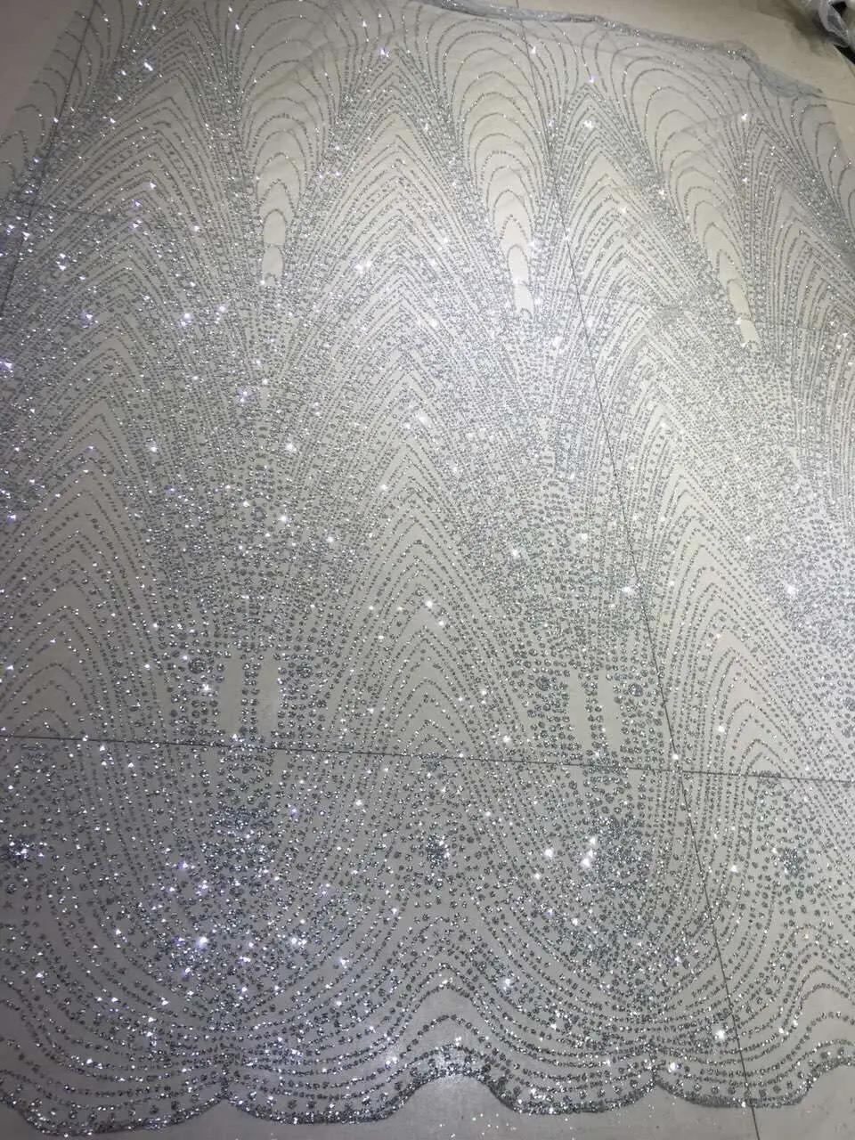 pretty DiuDiu-004 glued glitter Embroidery African Nigerian Guipure Lace Fabric with silver color | Дом и сад