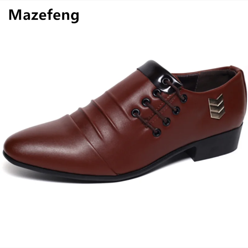 

Новинка 2019, Весенняя Мужская Свадебная обувь Mazefeng, деловые классические туфли с острым носком, кожаные дышащие мужские повседневные туфли н...