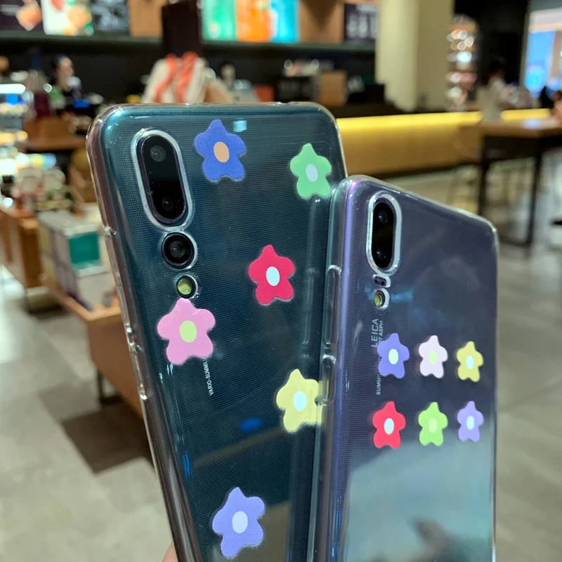 Cute Flower Clear Soft Silicone TPU Case Cover For Huawei P20 P30 Mate 10 20 Pro Nova 3 3i 4 4e Honor 8 9 Lite 8X Max View |