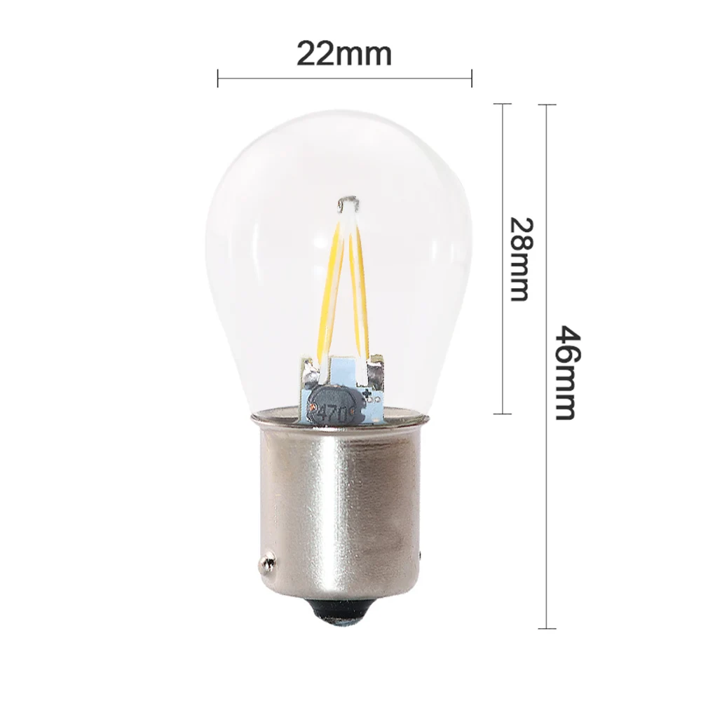 Carsty 2 шт. задние фонари P21w S25 1156 Ba15s 1157 Bay15d Led Филамент Cob чип со стеклом парковочные