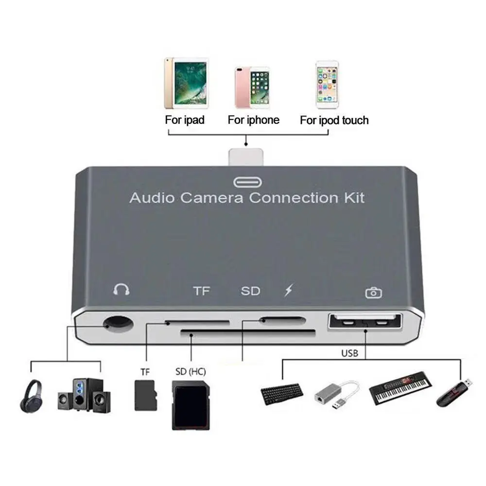 Комплект подключения 5 в 1 к аудиокамере для iPhone/iPad/iPod Touch iphone 7 8 X XS|Картридеры| |