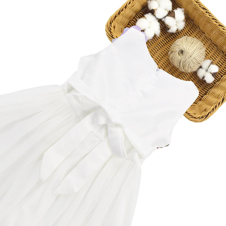 Girl Dress Party Flower Embroidery Kids Princess Sleeveless Children Teenage Girls Clothes 6 8 10 12 13 14 Year | Детская одежда и
