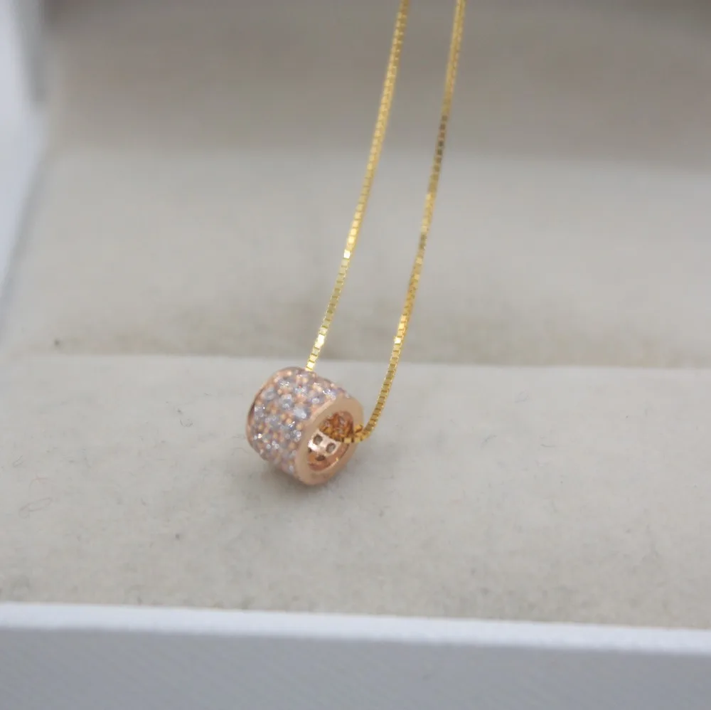 1 шт. Au750 Pure 18K розовое золото Кулон Циркон бисера трубка женская удача(только 1 шт
